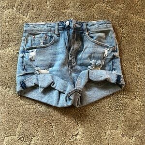 Almost Famous Blue Jean Shorts High-Waisted Distressed